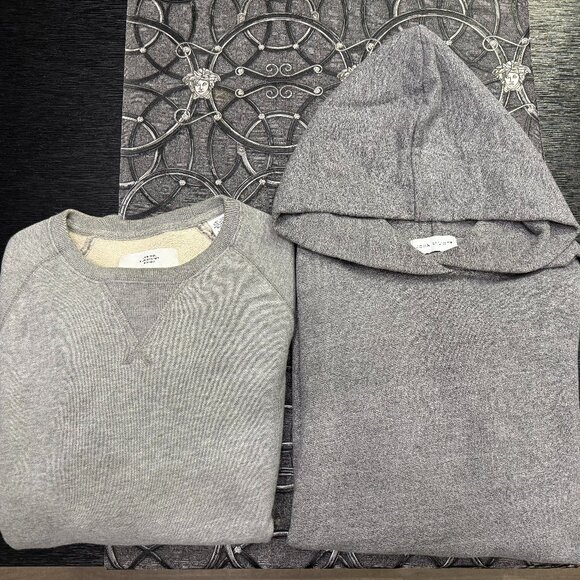 LOT OF 2 MENS GRAY COTTON SWEATSHIRTS JOHN ELLIOT HOODED VILLAIN JACK SPADE - Picture 1 of 10